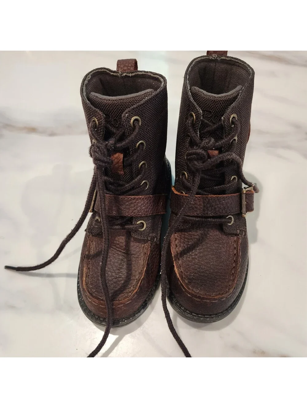 Polo Ralph Lauren Kids Brown Leather Ankle Boots Size 12 Little Kid